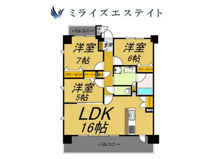 プレサンスロジェ桜山(3LDK/8階)の間取り写真