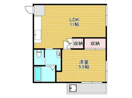 藤ハイム(1LDK/2階)の間取り写真