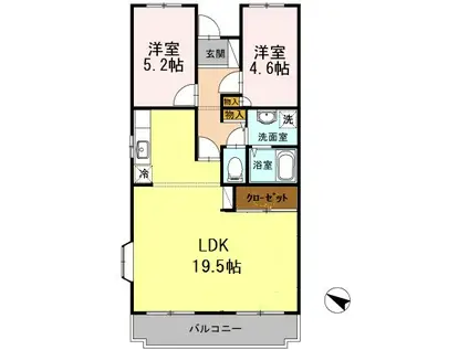 オースター5番館(2LDK/4階)の間取り写真