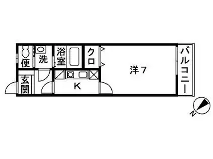 エクレール辻堂I(1K/1階)の間取り写真