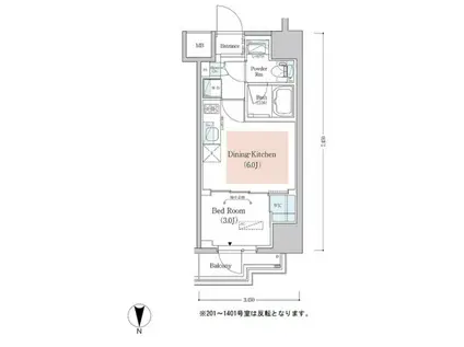 アーバネックス深川木場(1DK/12階)の間取り写真