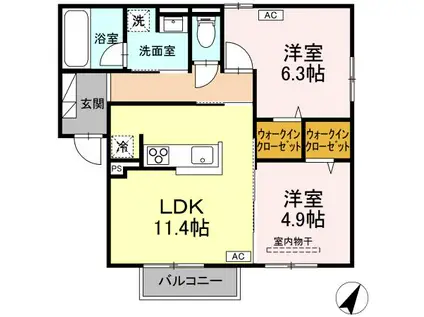 RESUA南大通(2LDK/2階)の間取り写真