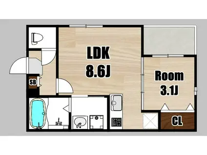 HT吉祥院西定成町(1LDK/3階)の間取り写真