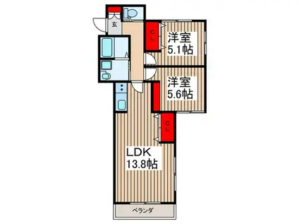 船橋市本中山2丁目計画(2LDK/3階)の間取り写真