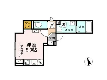 BELL II(ワンルーム/1階)の間取り写真