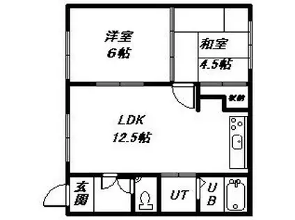 日の出マンションA・B(2LDK/2階)の間取り写真