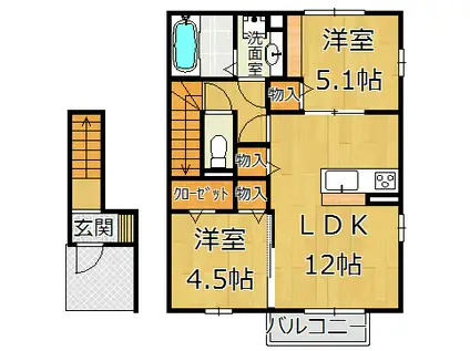 LA・FORTラ・フォート(2LDK/2階)の間取り写真