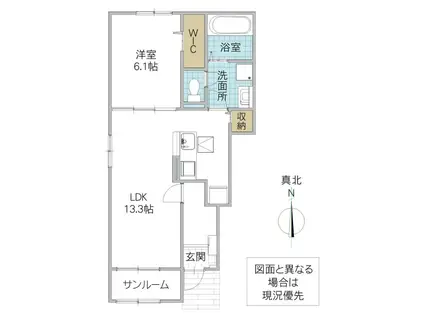 サニーフラットII(1LDK/1階)の間取り写真