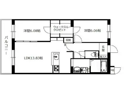 APRICOT(2LDK/1階)の間取り写真