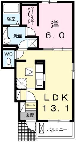 リンク B(1LDK/1階)の間取り写真