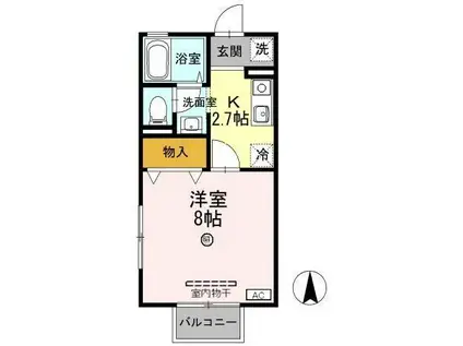 コーポ毛矢II(1K/2階)の間取り写真