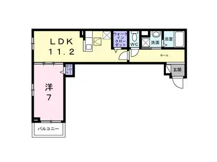 ウエストレイク(1LDK/1階)の間取り写真