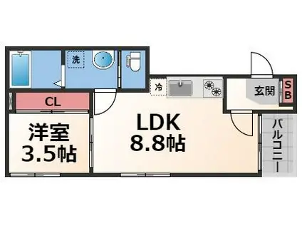 ハーモニーテラス小路IV(1LDK/1階)の間取り写真