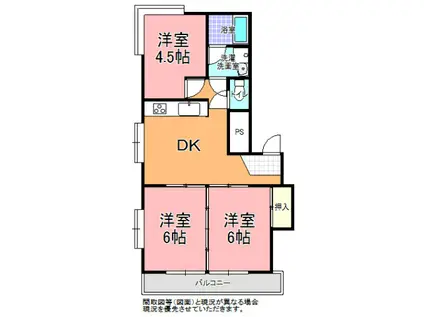 宮町マンション(3DK/1階)の間取り写真