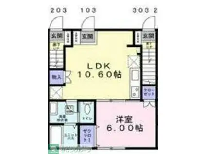 グランステージ西蒲田(1LDK/1階)の間取り写真