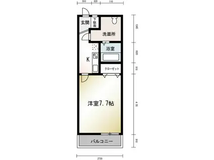 ルミエール(1K/1階)の間取り写真