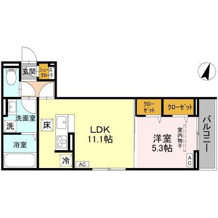アドラブール A棟(1LDK/1階)の間取り写真