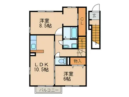 サンパティーク(2LDK/2階)の間取り写真