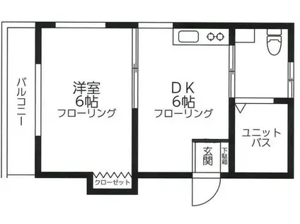 グリーンベルII(1DK/1階)の間取り写真