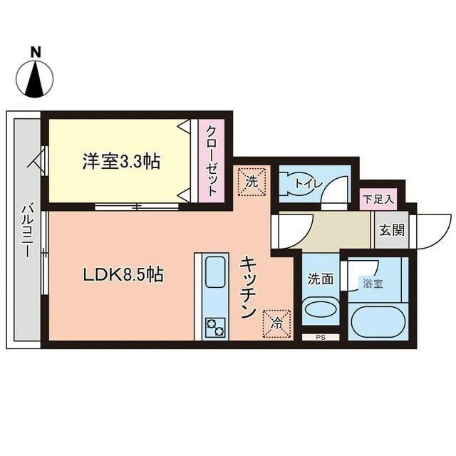 PREMORY名取駅前(1LDK/1階)の間取り写真