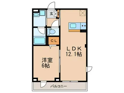 FELICE KA(1LDK/2階)の間取り写真