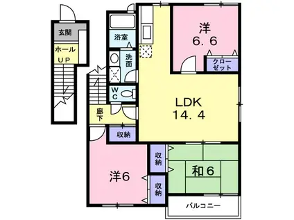サニーガーデンB棟(3LDK/2階)の間取り写真