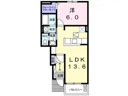 コッティ クワハラII(1LDK/1階)の間取り写真