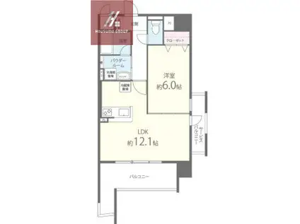 アールパンション高井田(1LDK/8階)の間取り写真