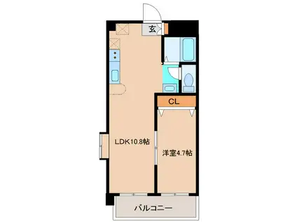 アネックスビバビル(1LDK/3階)の間取り写真