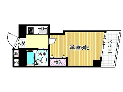 出水ビル(1K/5階)の間取り写真