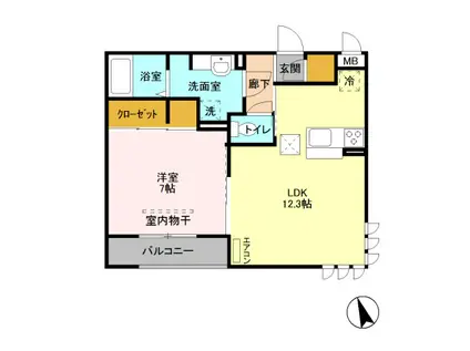 グランブラシェ(1LDK/1階)の間取り写真