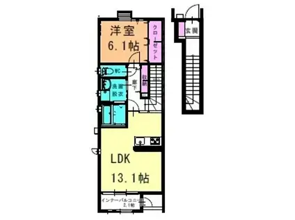アベリア(1LDK/2階)の間取り写真