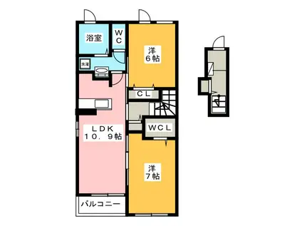 陽和 I(2LDK/2階)の間取り写真