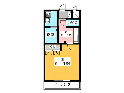 ルミエール(1K/2階)の間取り写真