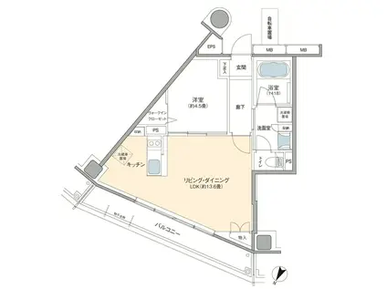 LUCENT石崎(1LDK/3階)の間取り写真