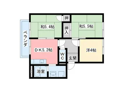 シティライフB(3DK/1階)の間取り写真