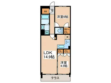 プレディアコート鷺沼(2LDK/1階)の間取り写真