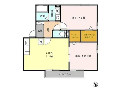 メゾンはなみずき B(2LDK/2階)の間取り写真