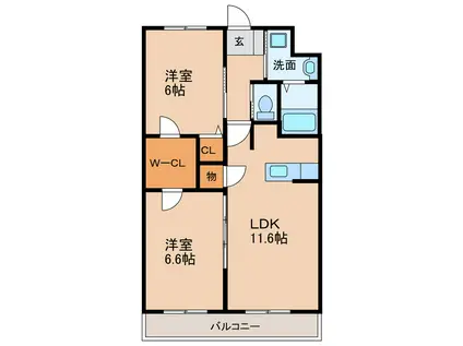 田畑ハイツそれいゆ上西郷A・B(2LDK/2階)の間取り写真