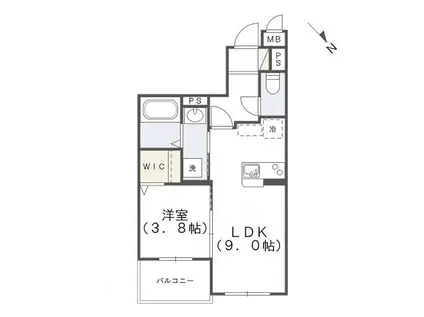プレステージ清水(1LDK/2階)の間取り写真