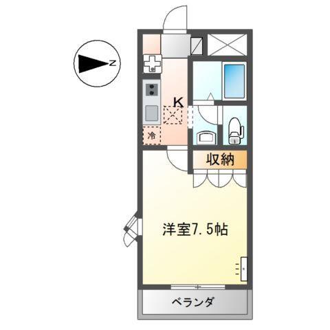 オレンジハウス・T(1K/1階)の間取り写真
