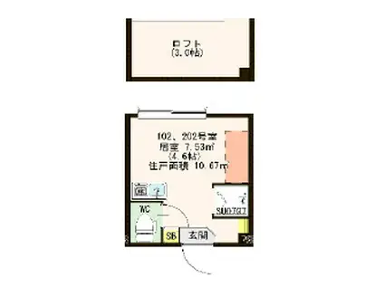 ハーモニーテラス中板橋IV(ワンルーム/2階)の間取り写真