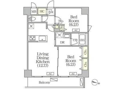 ORSUS志村坂上(2LDK/4階)の間取り写真