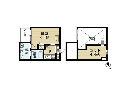 ブルーアゲート(1K/2階)の間取り写真