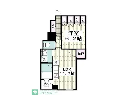 プラウド横濱関内(1LDK/8階)の間取り写真