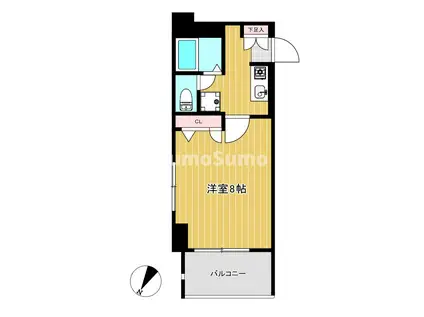 ドミール高砂(1K/6階)の間取り写真