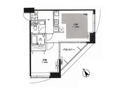 サウンドおしあげ(1LDK/11階)の間取り写真