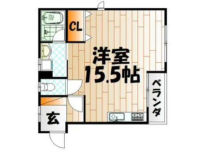 ベルベデール大門(ワンルーム/3階)の間取り写真