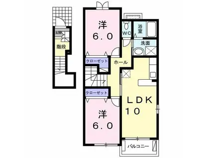 イムーブルKEIHINA(2LDK/2階)の間取り写真