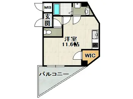 ELEGANTE宝塚(ワンルーム/2階)の間取り写真